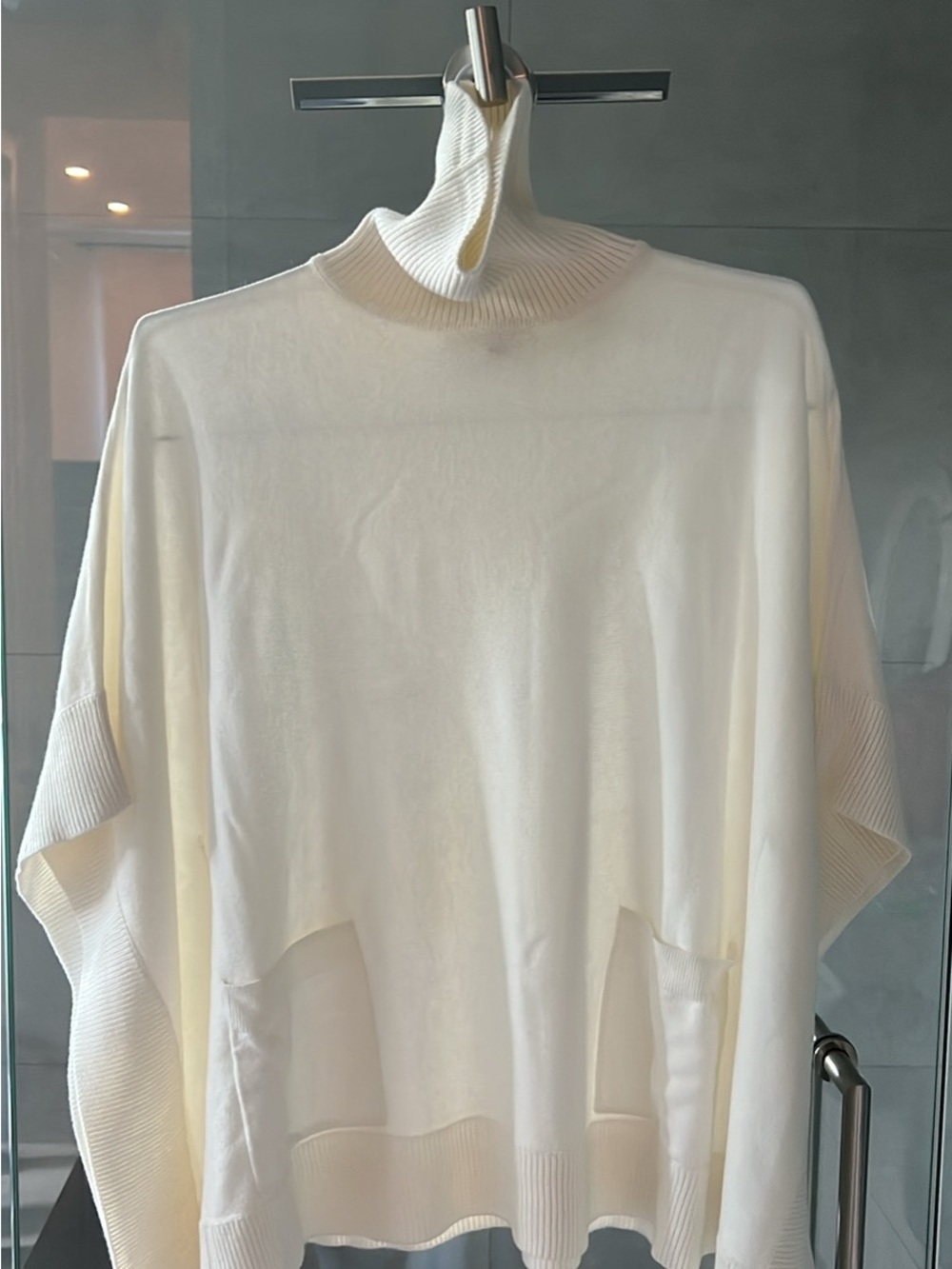 Michael Kors Cream Turtleneck Knit Poncho - Lightweight Knit